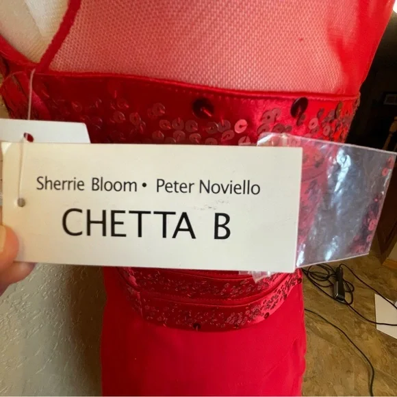 NWT Sherrie Bloom Peter Noviello CHETTA B 100% Silk Red Dress Size 4 - Picture 13 of 13